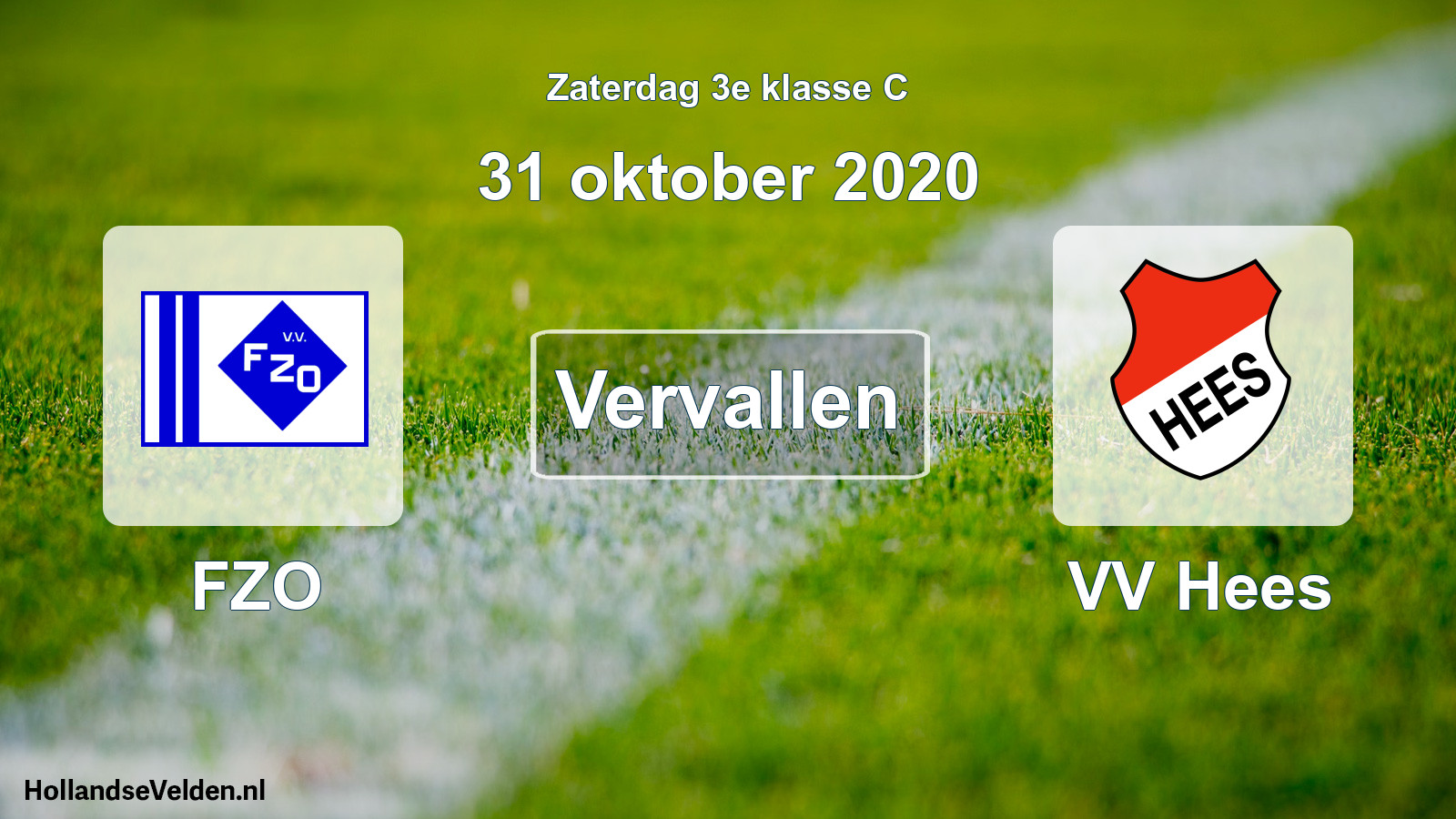 Scheduled Match: FZO - VV Hees (31 October 2020)