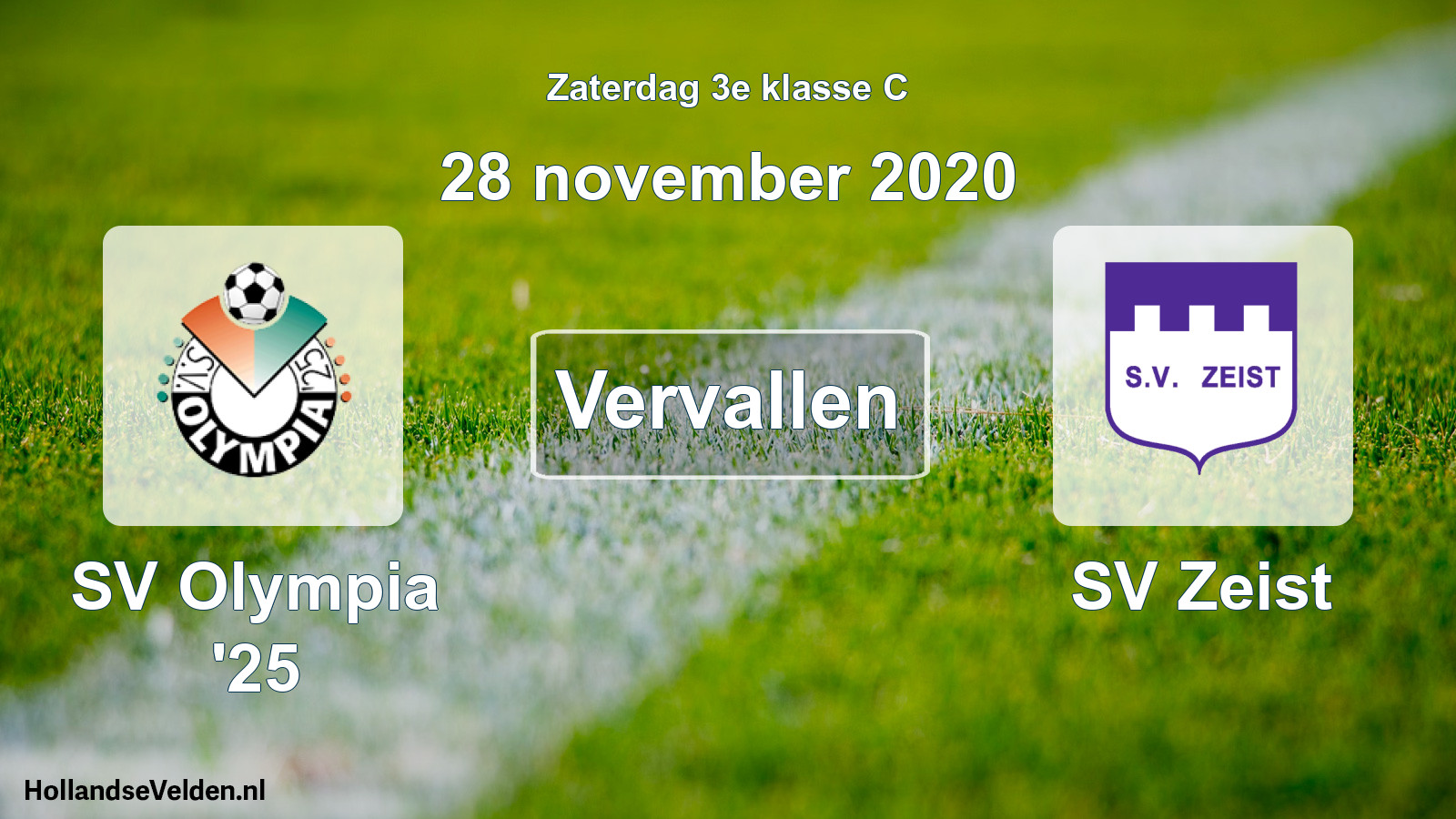 Scheduled Match: SV Olympia '25 - SV Zeist (28 November 2020)