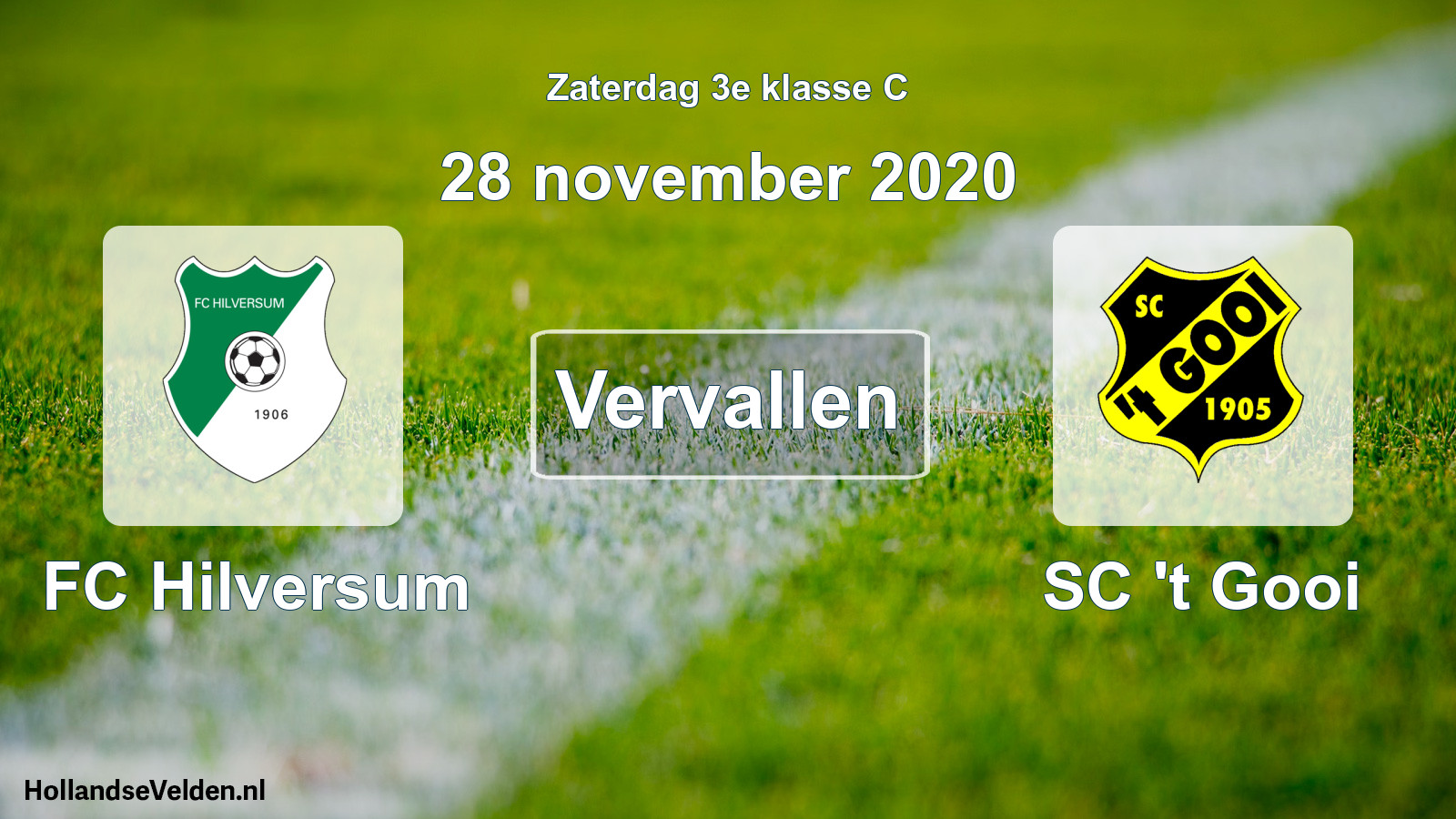 Scheduled Match: FC Hilversum - SC 't Gooi (28 November 2020)