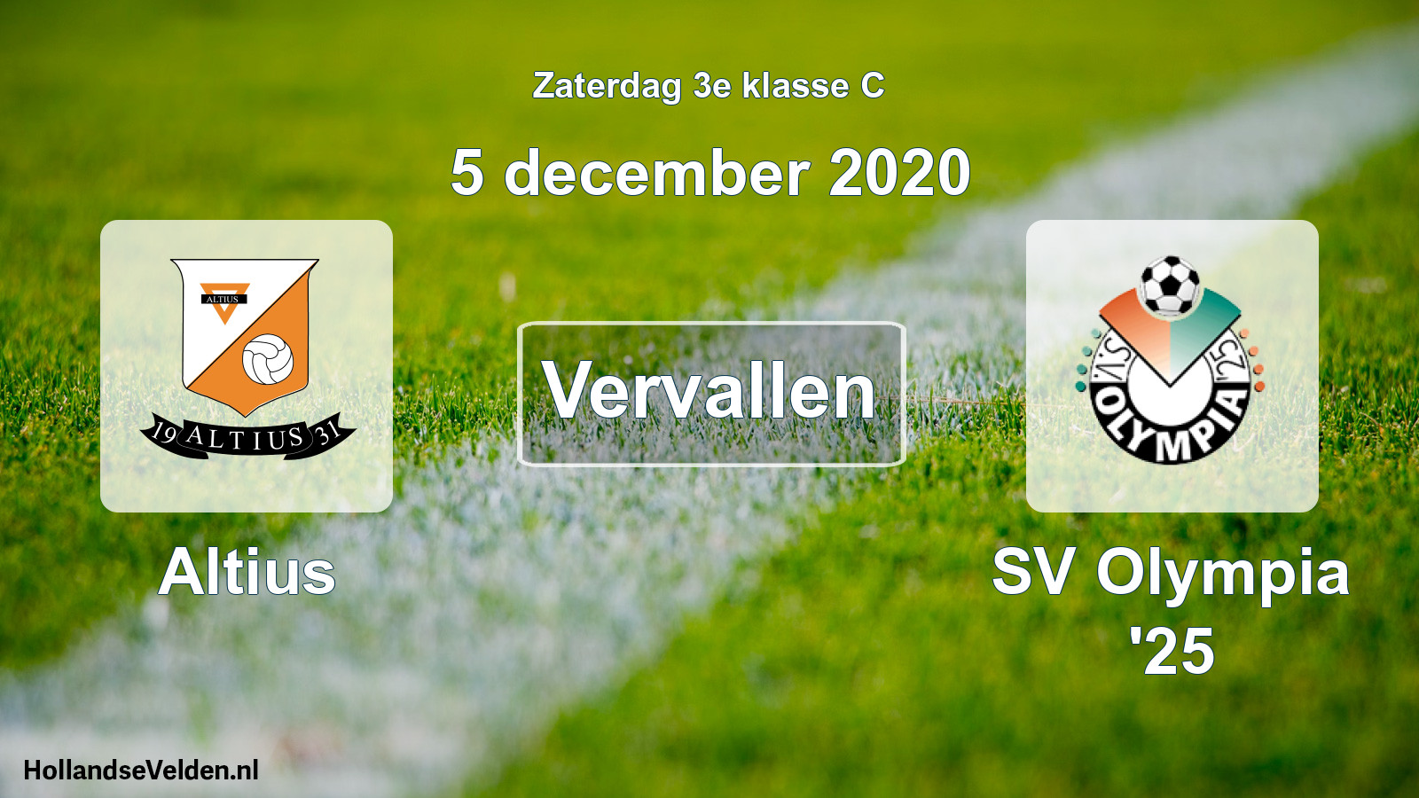 Scheduled Match: Altius - SV Olympia '25 (5 December 2020)