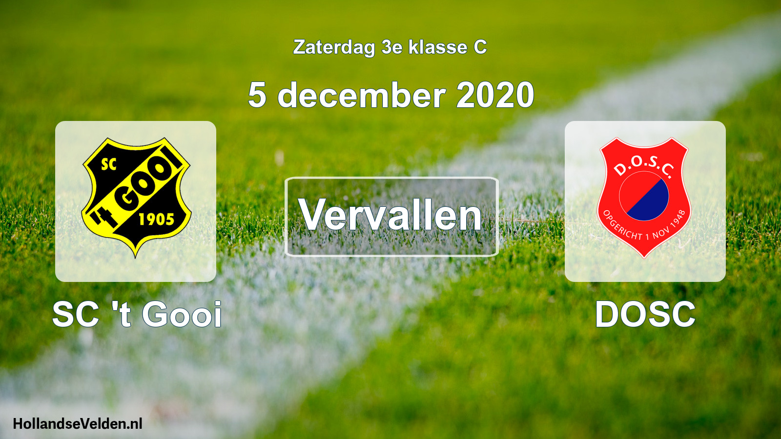Scheduled Match: SC 't Gooi - DOSC (5 December 2020)