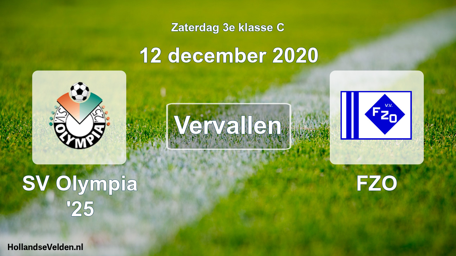 Scheduled Match: SV Olympia '25 - FZO (12 December 2020)