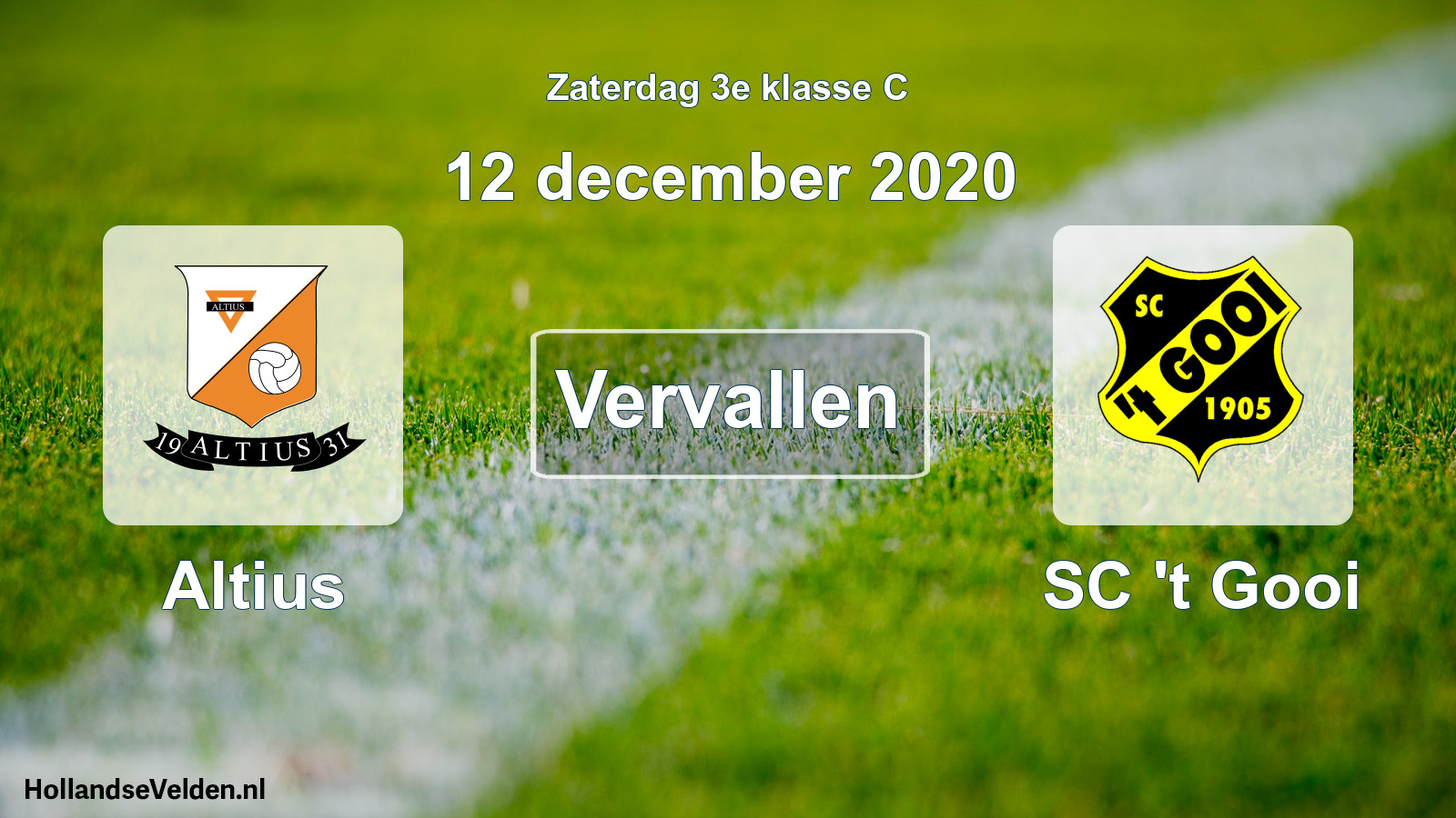 Scheduled Match: Altius - SC 't Gooi (12 December 2020)