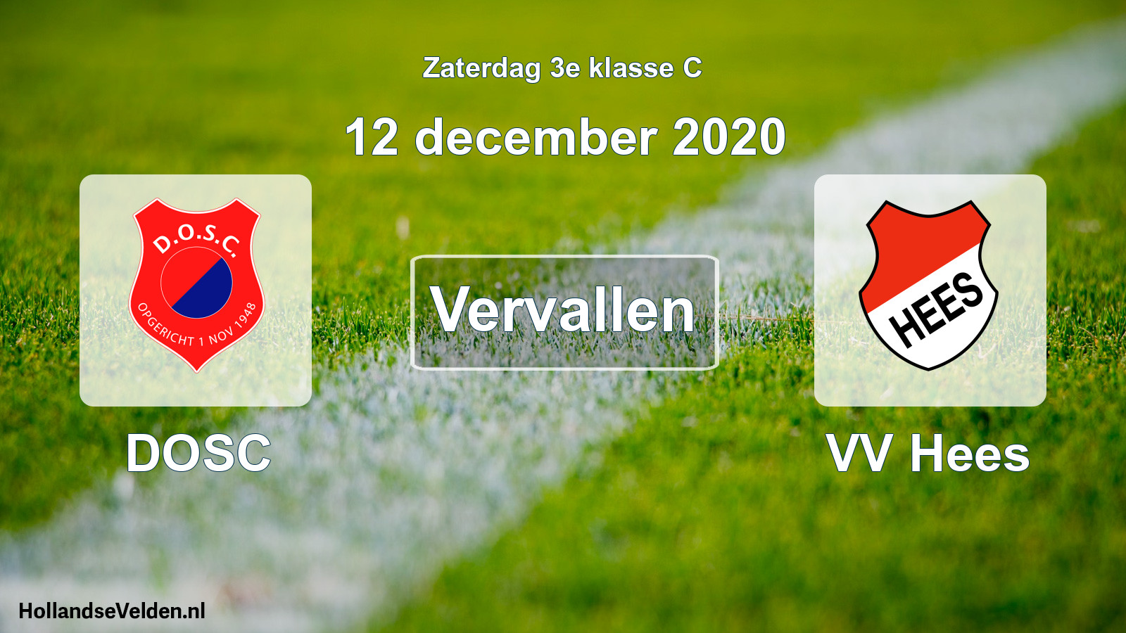 Scheduled Match: DOSC - VV Hees (12 December 2020)