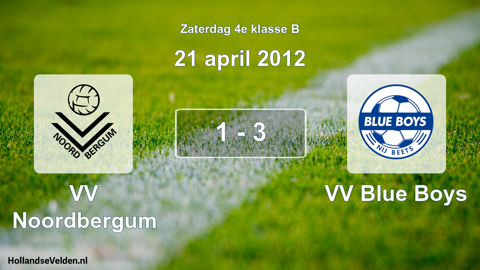 Total number of matches played: VV Noordbergum - VV Blue Boys 1 - 3 (21 April 2012)