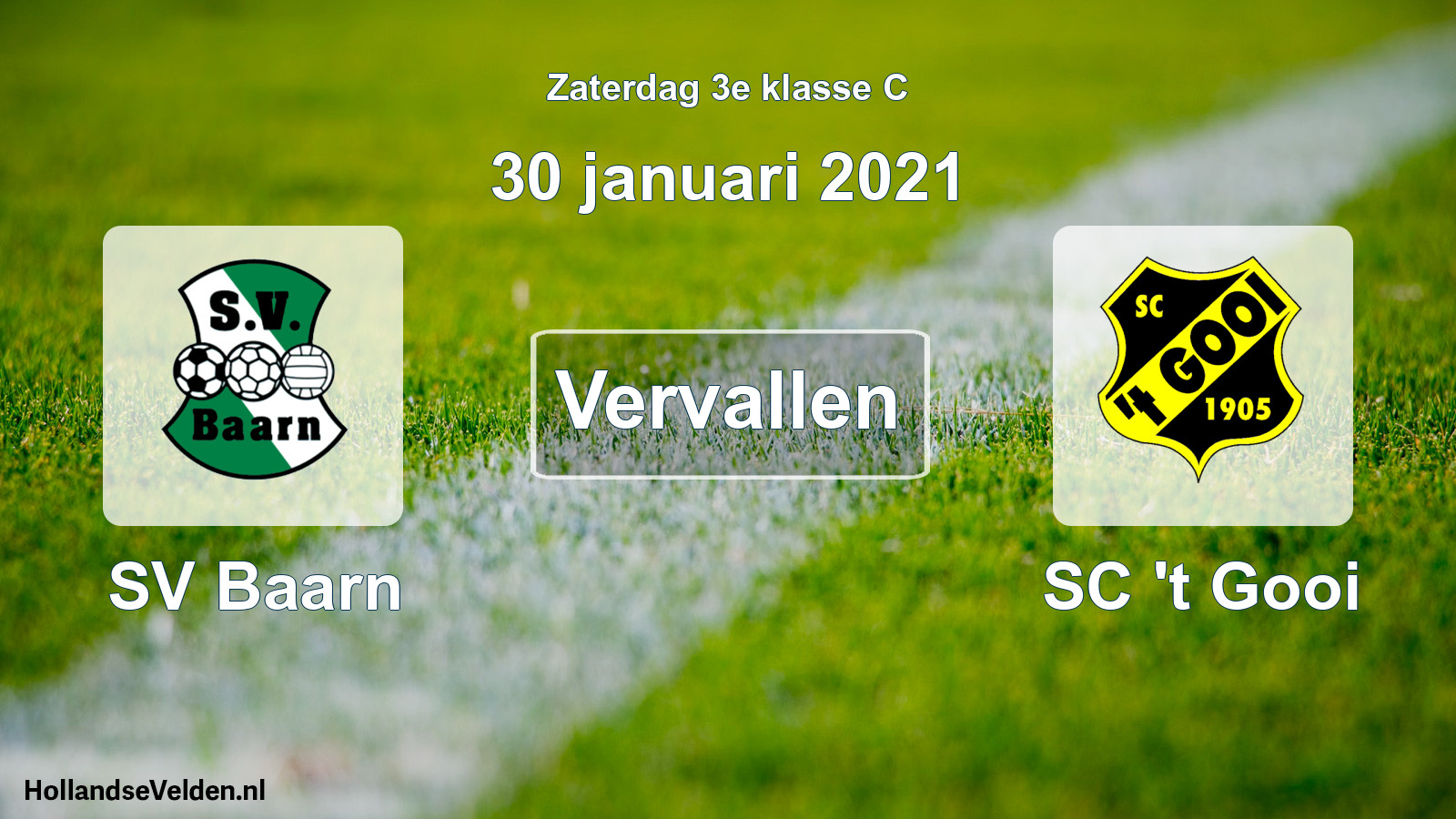 Scheduled Match: SV Baarn - SC 't Gooi (30 January 2021)