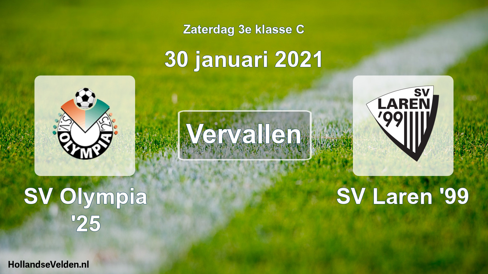 Scheduled Match: SV Olympia '25 - SV Laren '99 (30 January 2021)