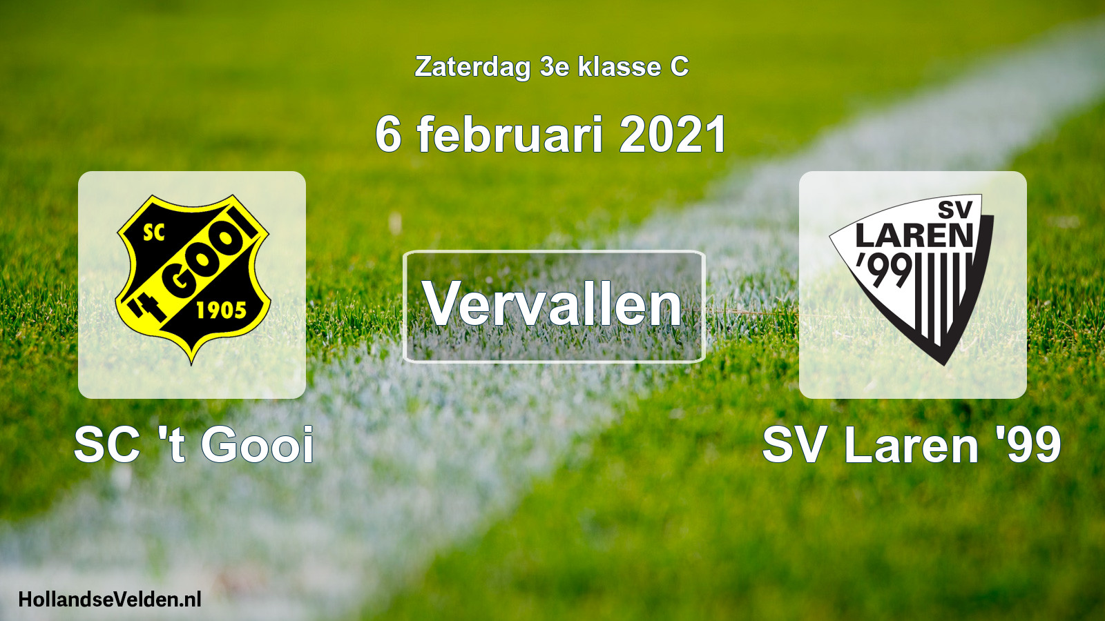 Scheduled Match: SC 't Gooi - SV Laren '99 (6 February 2021)