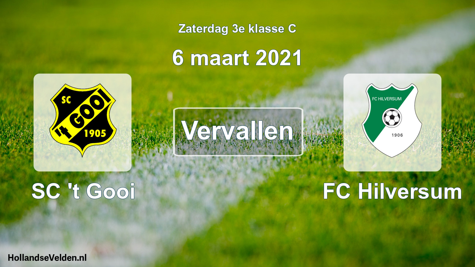 Scheduled Match: SC 't Gooi - FC Hilversum (6 March 2021)