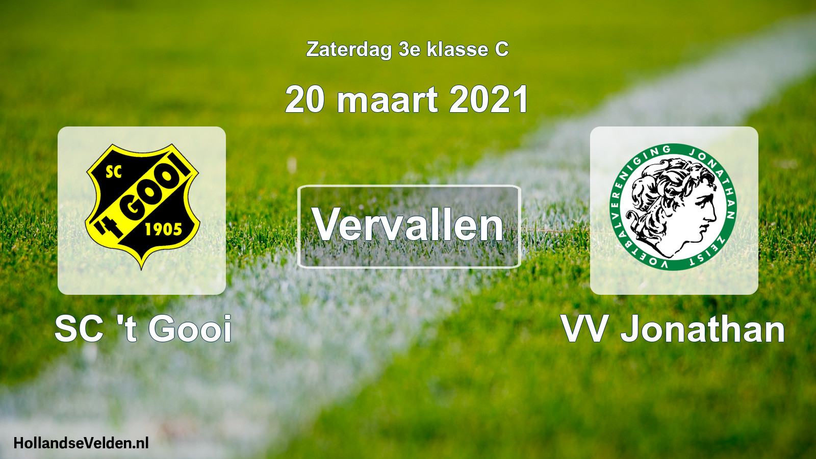 Scheduled Match: SC 't Gooi - VV Jonathan (20 March 2021)