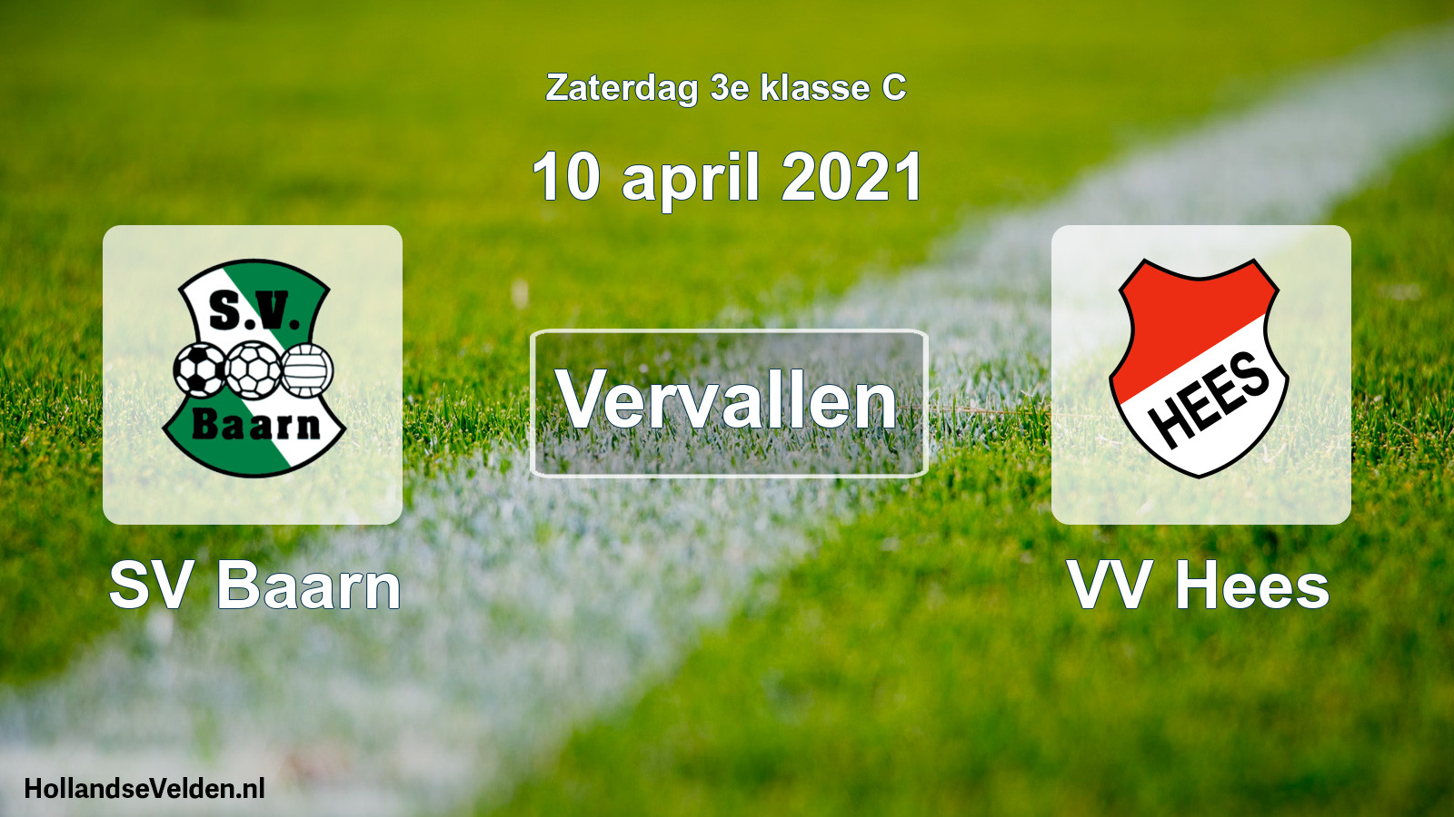Scheduled Match: SV Baarn - VV Hees (10 April 2021)