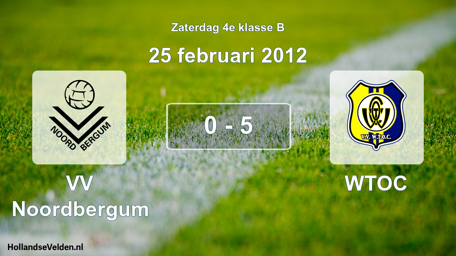 Total number of matches played: VV Noordbergum - WTOC 0 - 5 (25 February 2012)