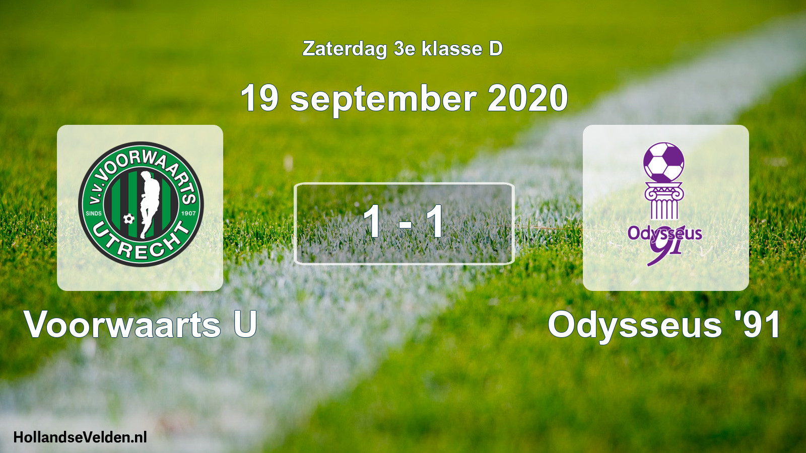 Total number of matches played: Voorwaarts U - Odysseus '91 1 - 1 (19 September 2020)