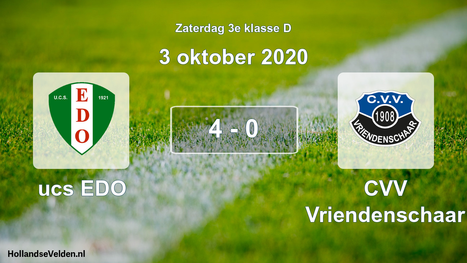 Total number of matches played: ucs EDO - CVV Vriendenschaar 4 - 0 (3 October 2020)