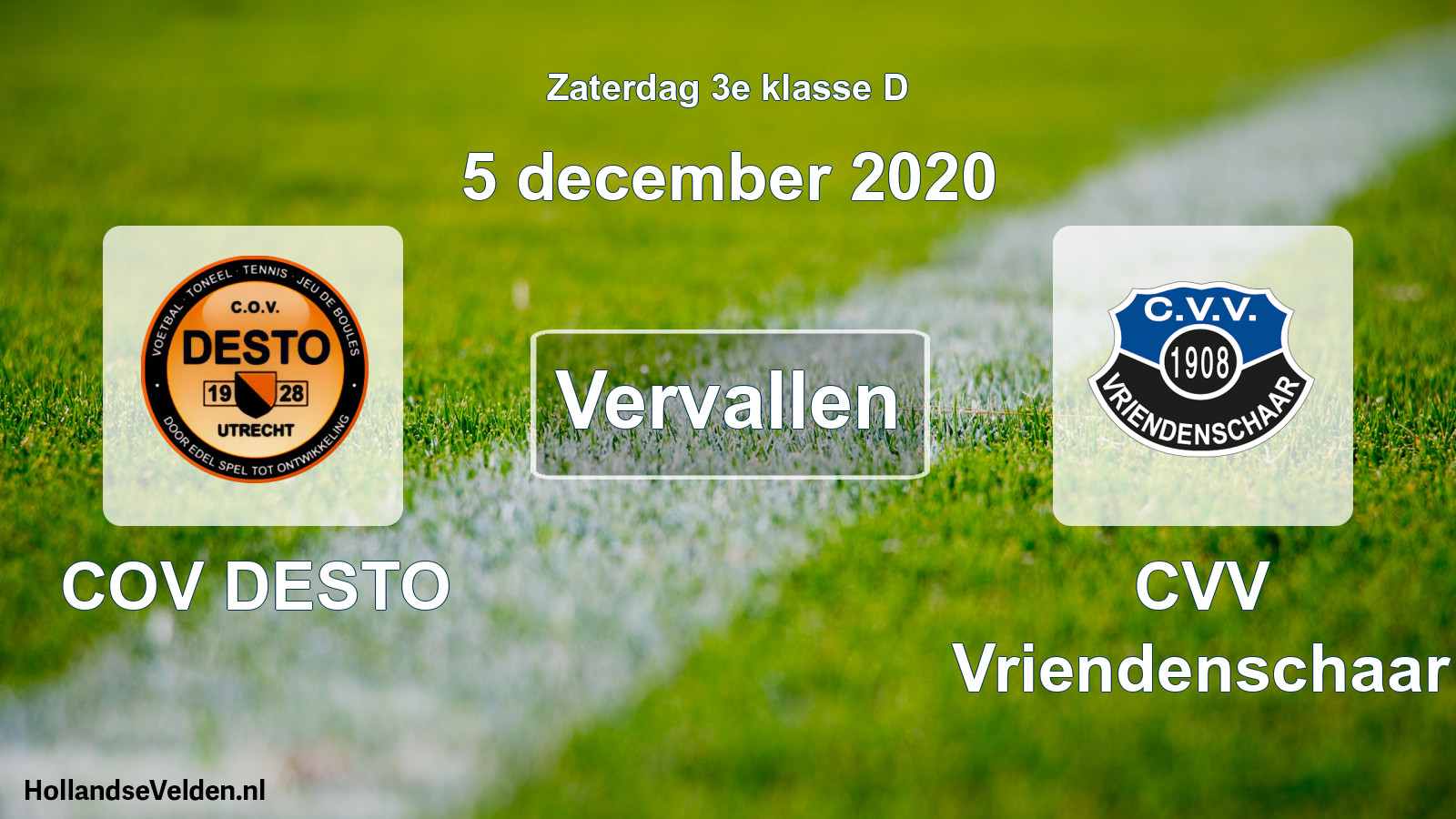 Scheduled Match: COV DESTO - CVV Vriendenschaar (5 December 2020)