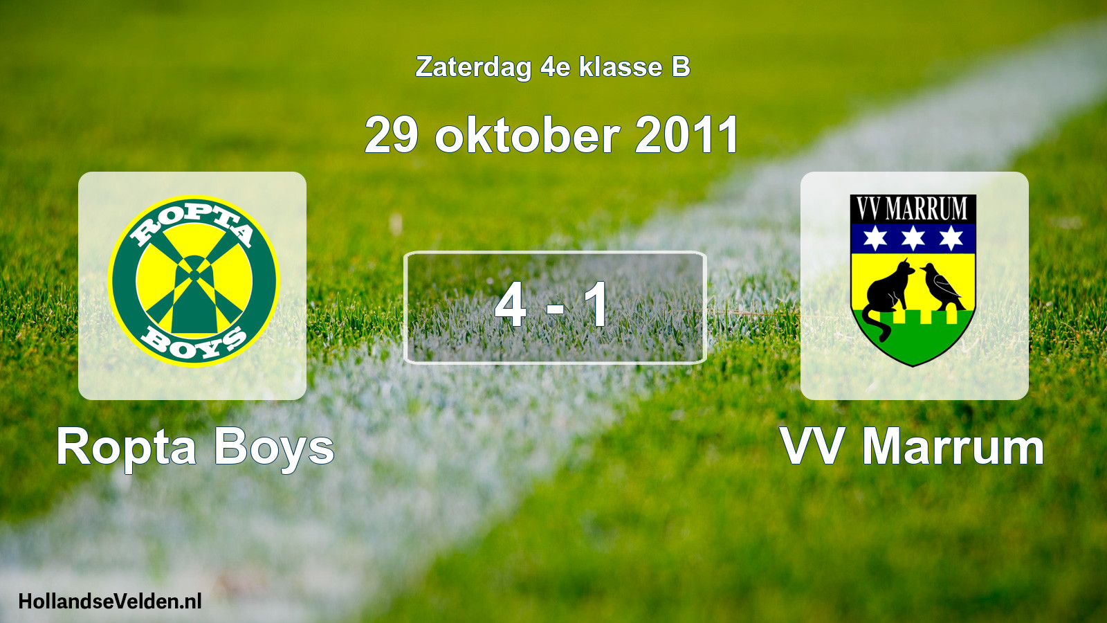 Total number of matches played: Ropta Boys - VV Marrum 4 - 1 (29 October 2011)