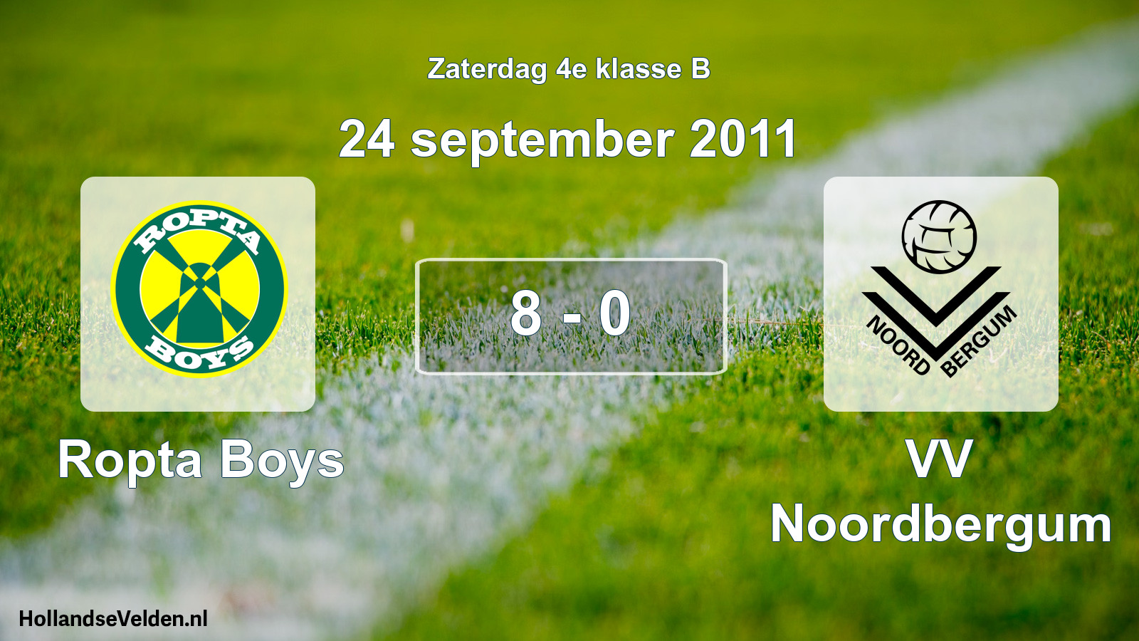 Total number of matches played: Ropta Boys - VV Noordbergum 8 - 0 (24 September 2011)