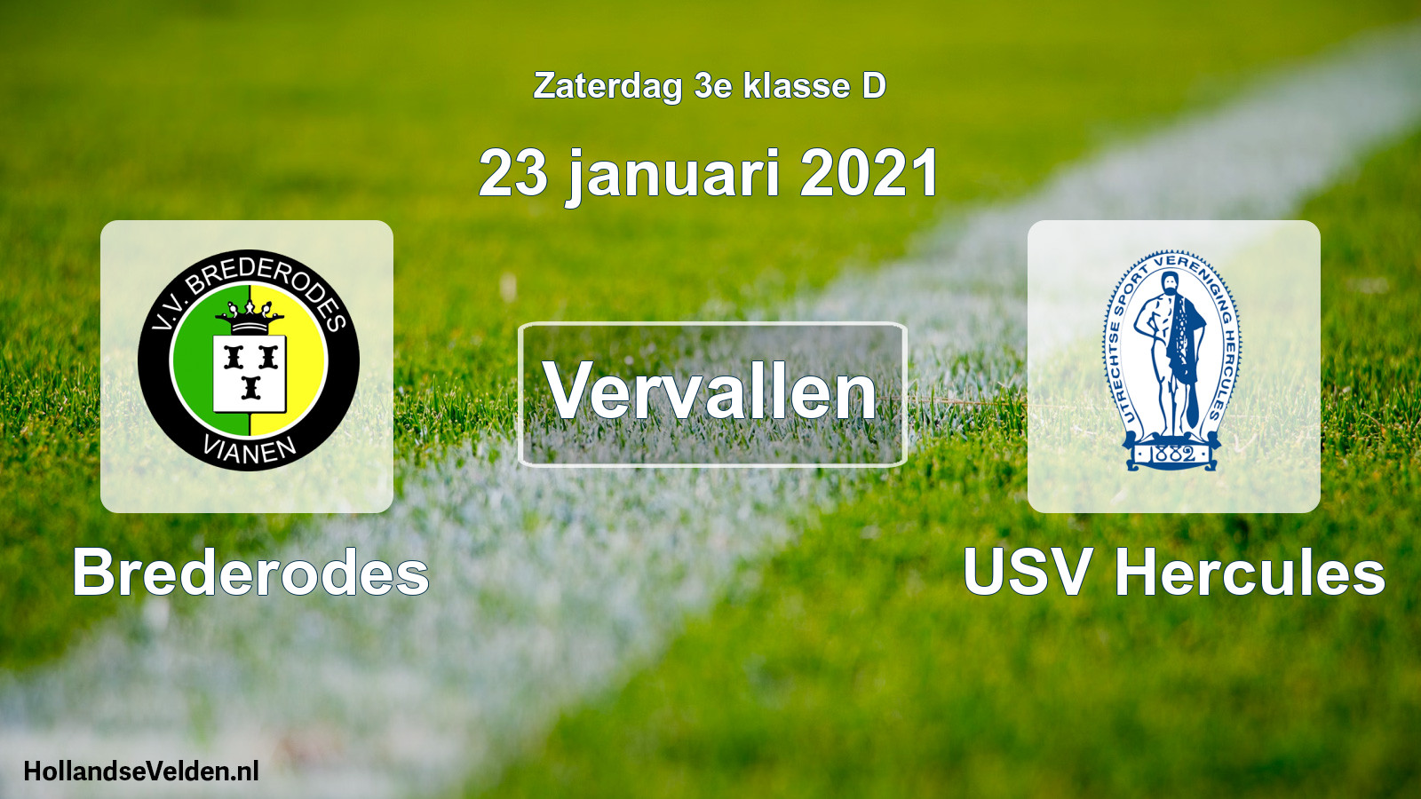 Scheduled Match: Brederodes - USV Hercules (23 January 2021)