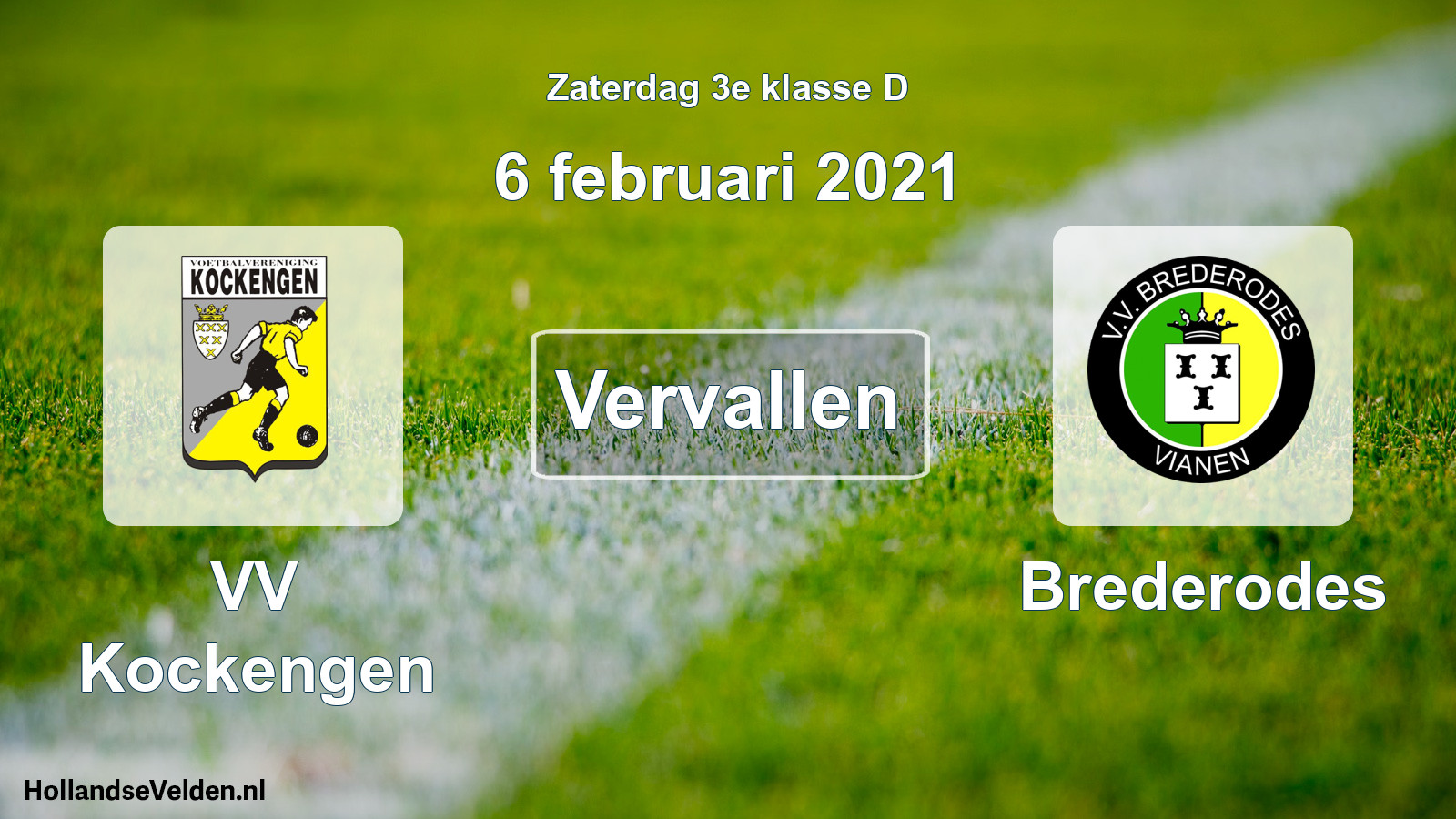 Scheduled Match: VV Kockengen - Brederodes (6 February 2021)