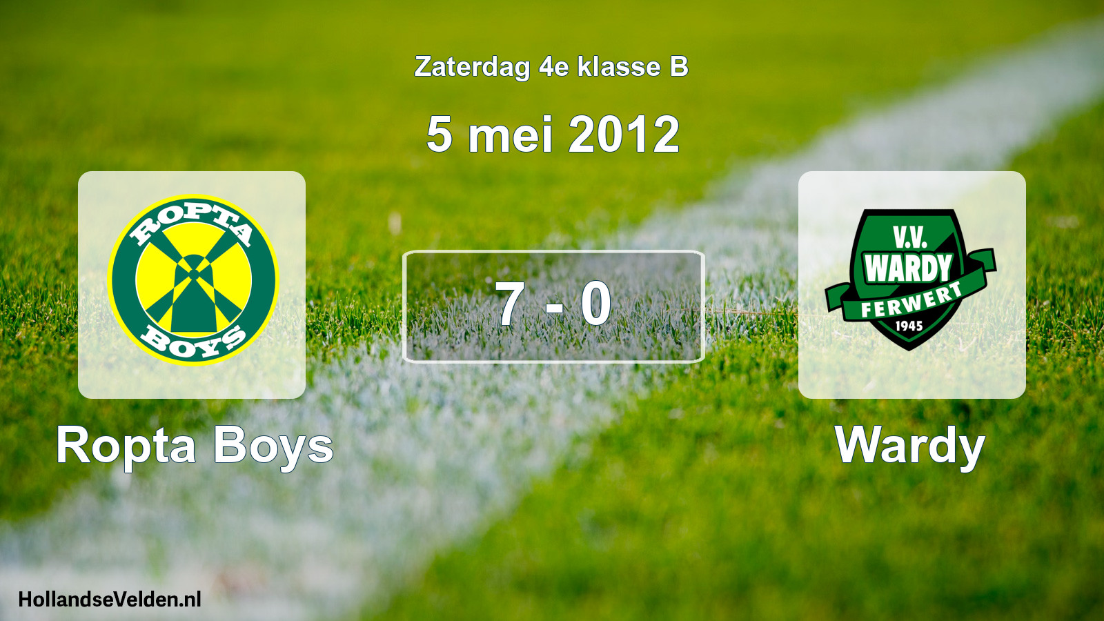 Total number of matches played: Ropta Boys - Wardy 7 - 0 (5 May 2012)