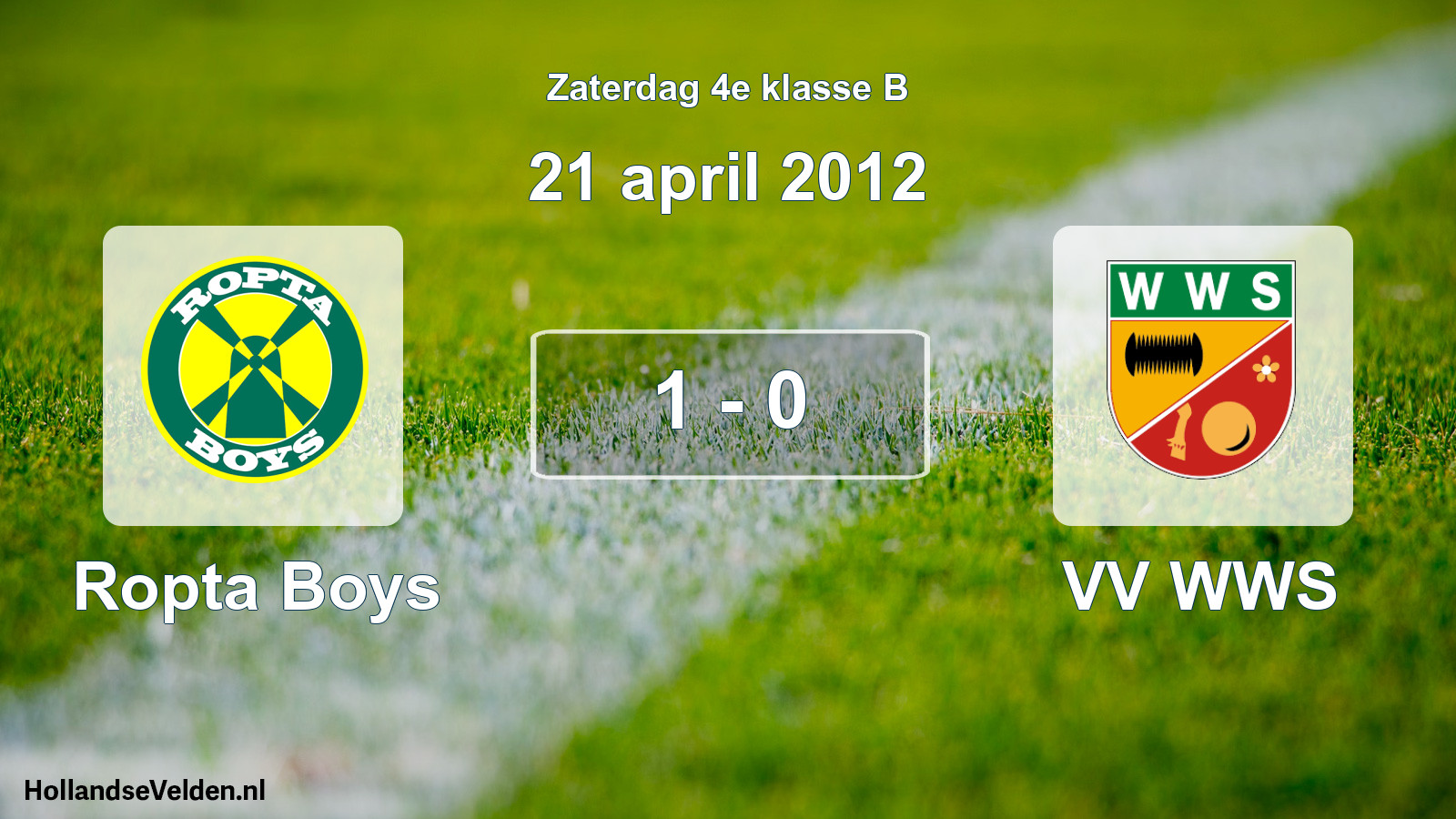 Total number of matches played: Ropta Boys - VV WWS 1 - 0 (21 April 2012)
