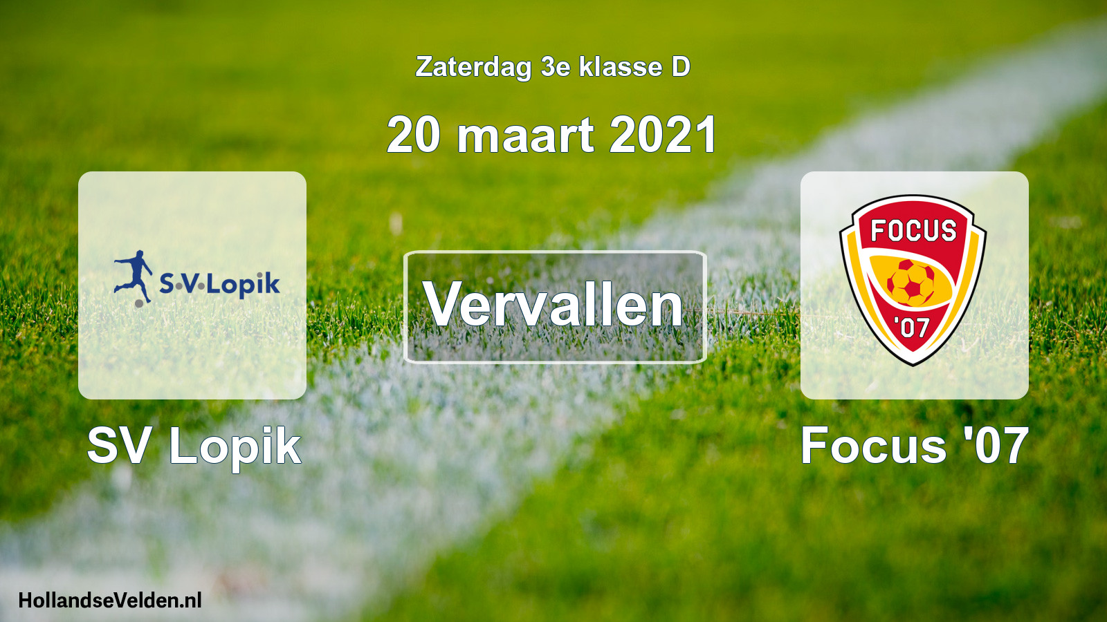 Scheduled Match: SV Lopik - Focus '07 (20 March 2021)