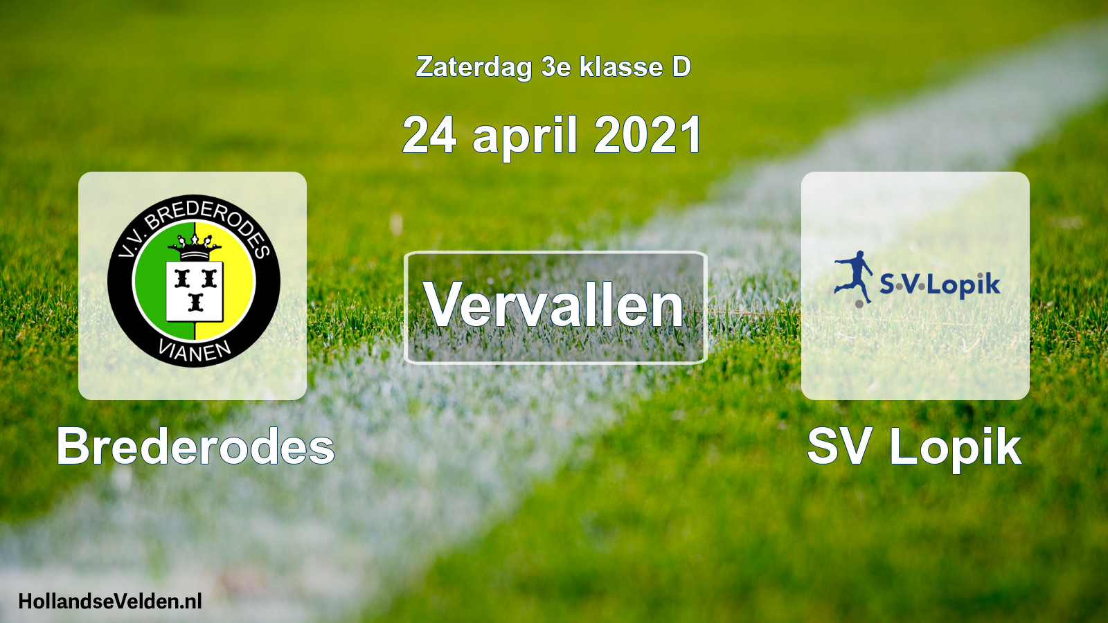 Scheduled Match: Brederodes - SV Lopik (24 April 2021)