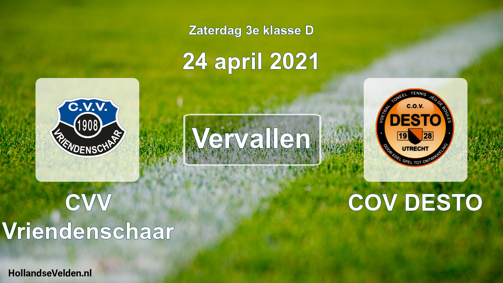 Scheduled Match: CVV Vriendenschaar - COV DESTO (24 April 2021)