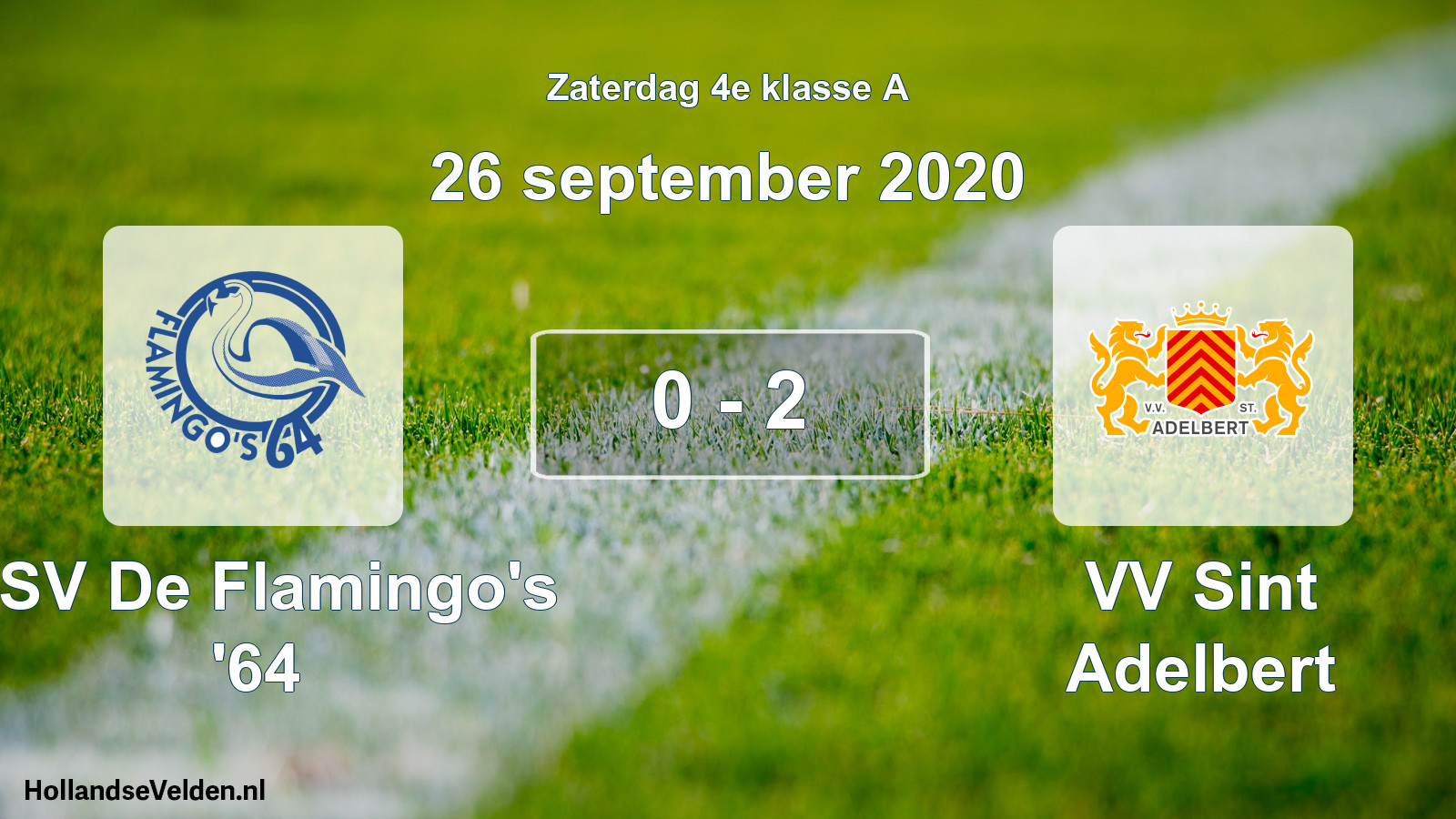 Total number of matches played: ASV De Flamingo's '64 - VV Sint Adelbert 0 - 2 (26 September 2020)