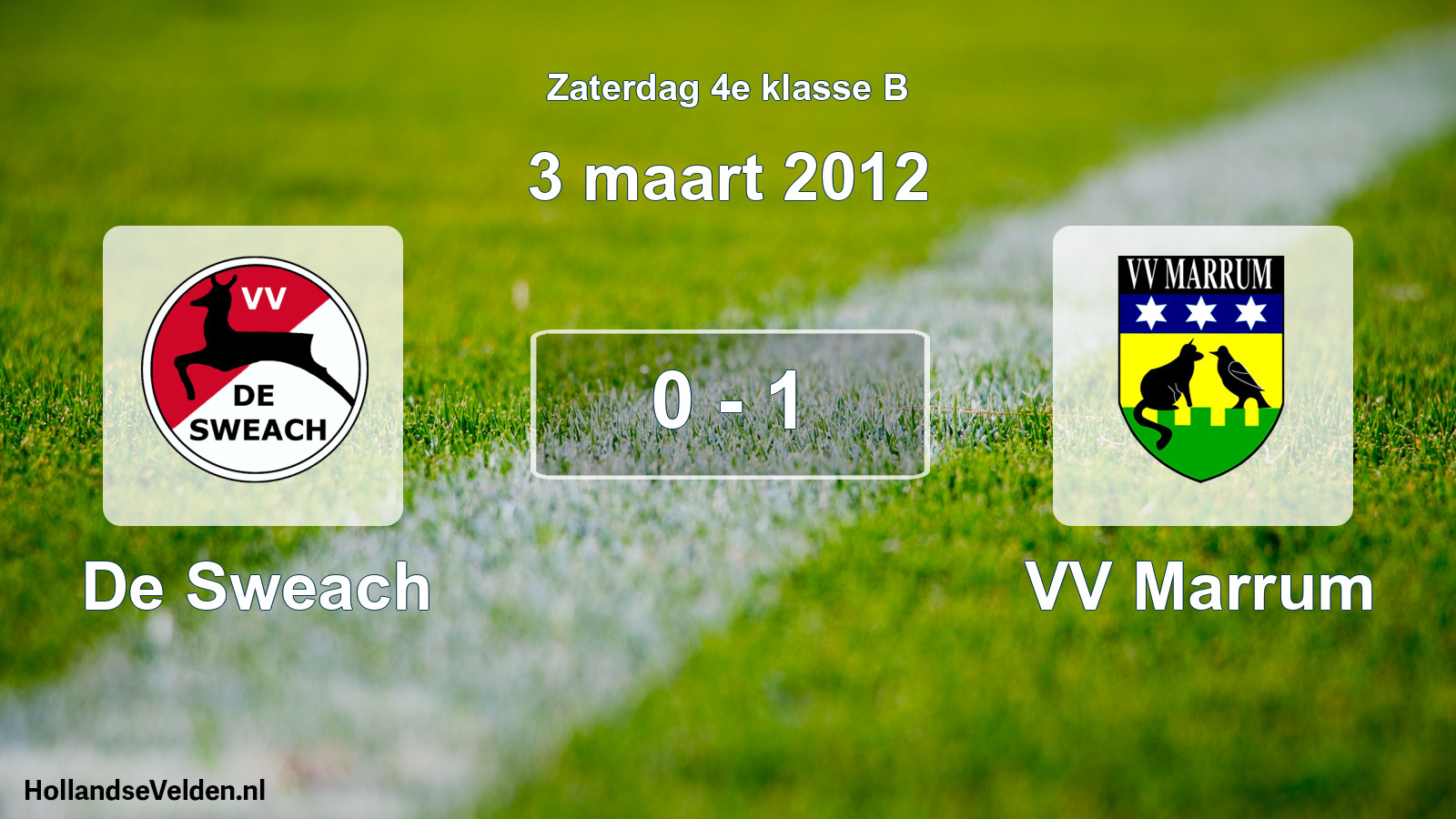 Total number of matches played: De Sweach - VV Marrum 0 - 1 (3 March 2012)