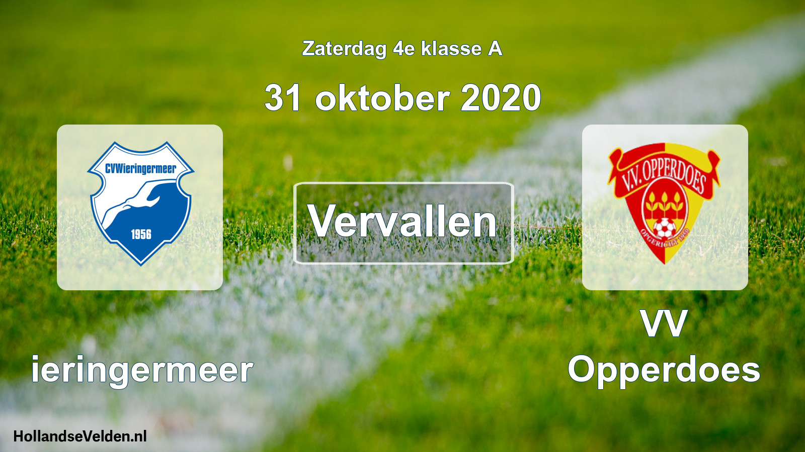 Scheduled Match: Wieringermeer - VV Opperdoes (31 October 2020)