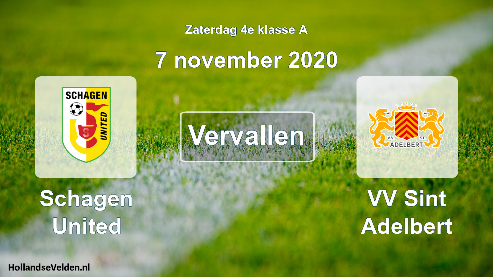 Scheduled Match: Schagen United - VV Sint Adelbert (7 November 2020)