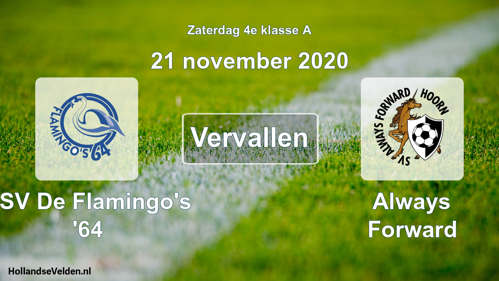 Scheduled Match: ASV De Flamingo's '64 - Always Forward (21 November 2020)