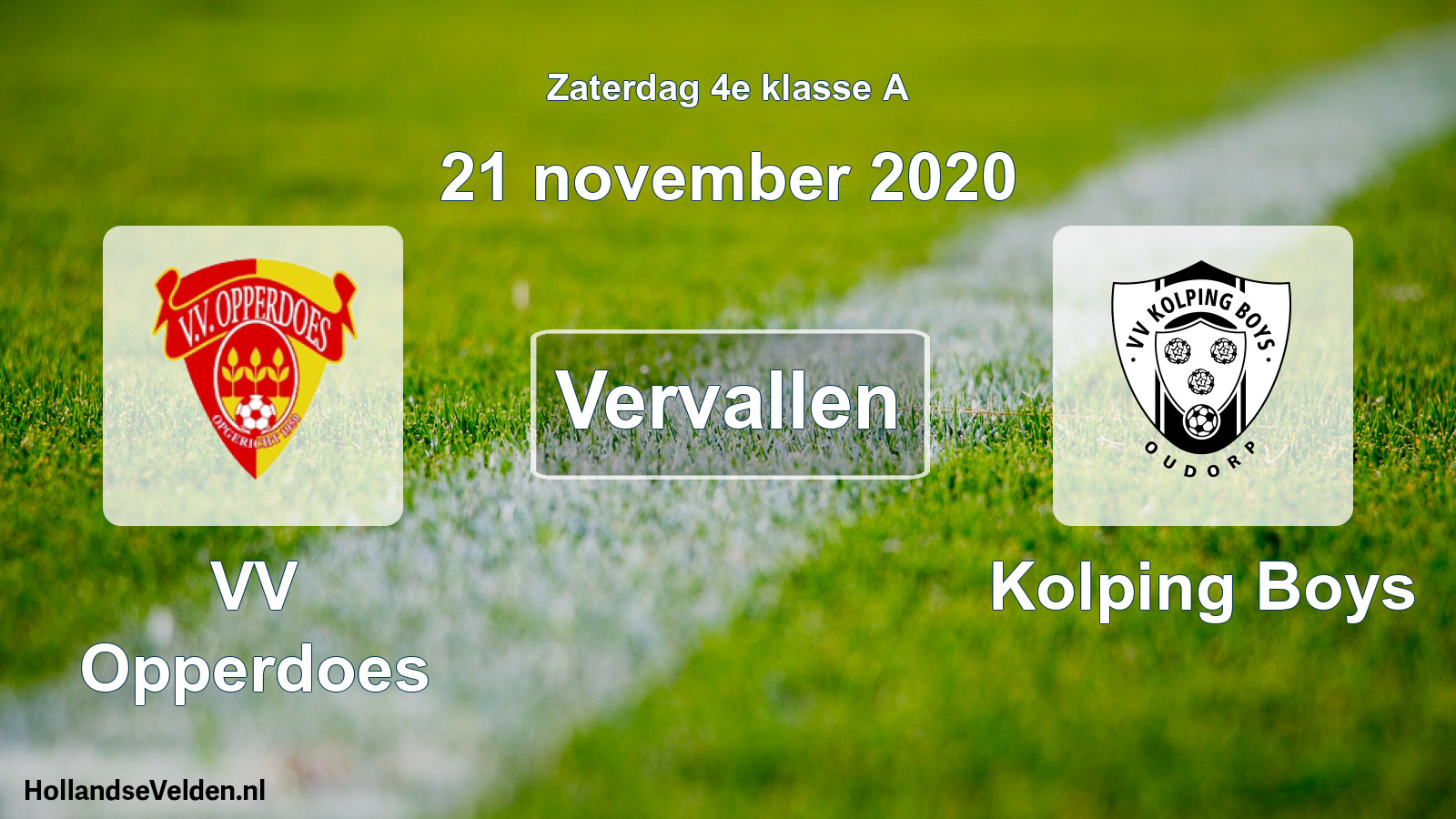 Scheduled Match: VV Opperdoes - Kolping Boys (21 November 2020)