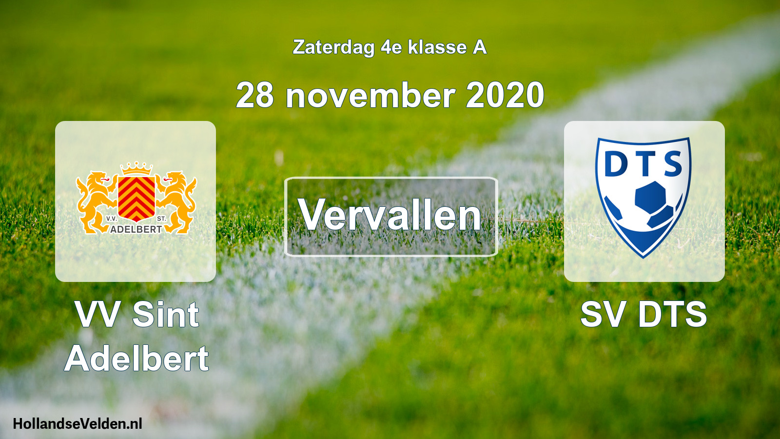 Scheduled Match: VV Sint Adelbert - SV DTS (28 November 2020)