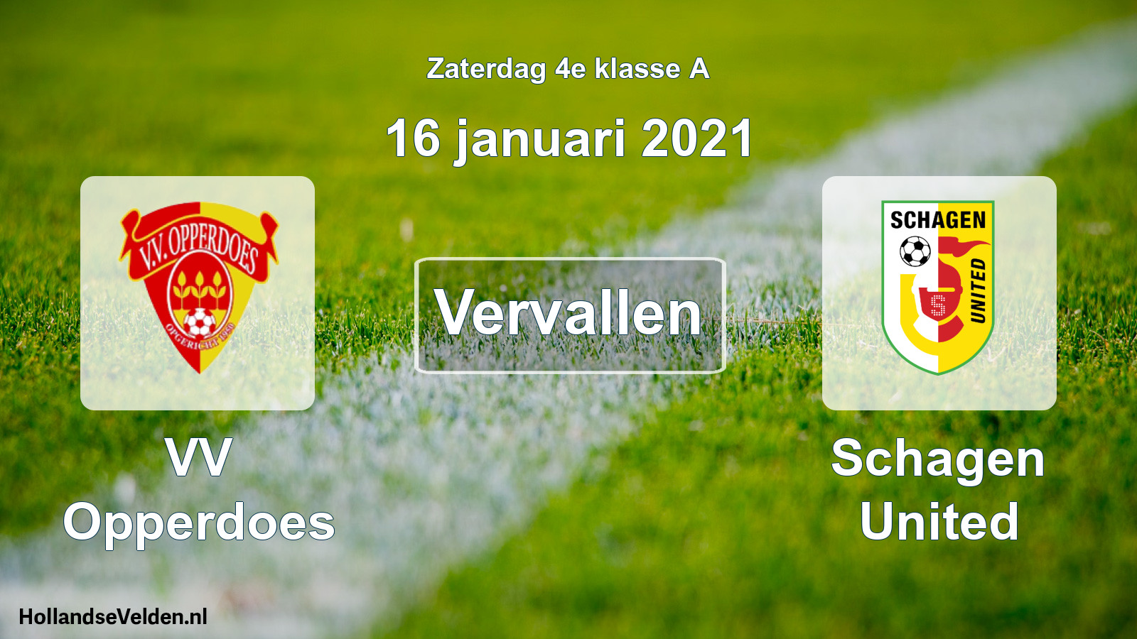 Scheduled Match: VV Opperdoes - Schagen United (16 January 2021)