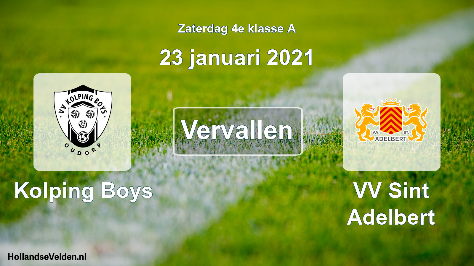 Scheduled Match: Kolping Boys - VV Sint Adelbert (23 January 2021)
