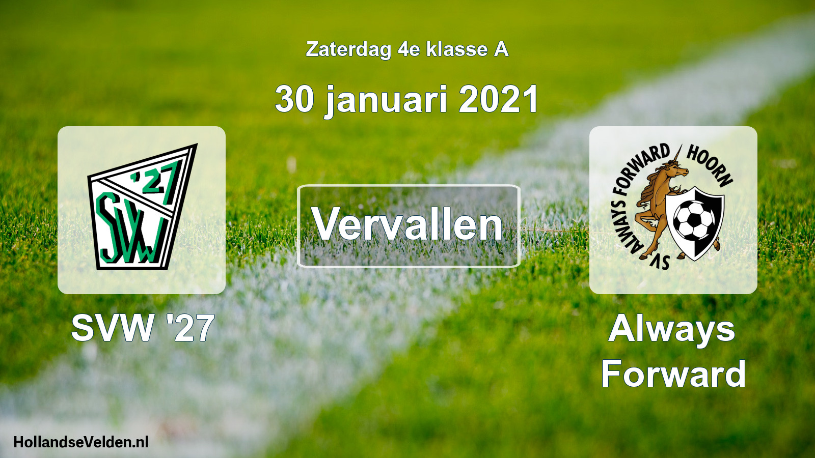Scheduled Match: SVW '27 - Always Forward (30 January 2021)