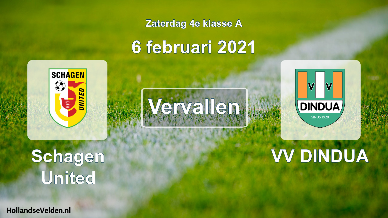 Scheduled Match: Schagen United - VV DINDUA (6 February 2021)