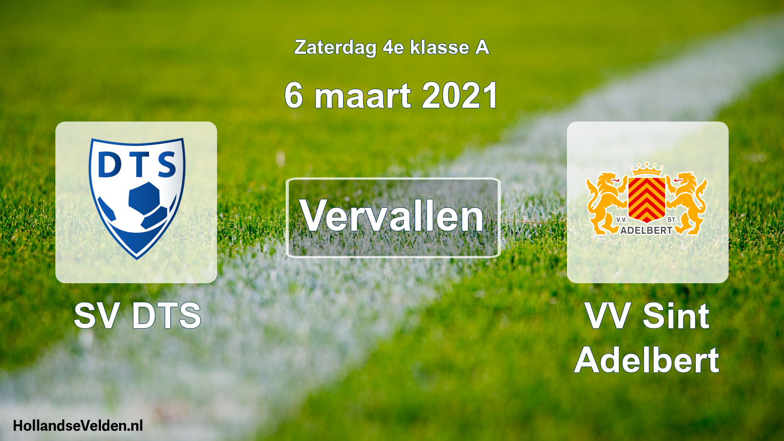 Scheduled Match: SV DTS - VV Sint Adelbert (6 March 2021)