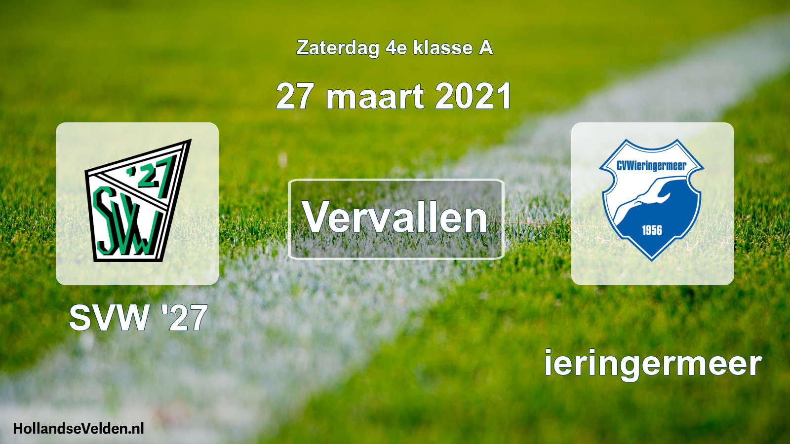 Scheduled Match: SVW '27 - Wieringermeer (27 March 2021)