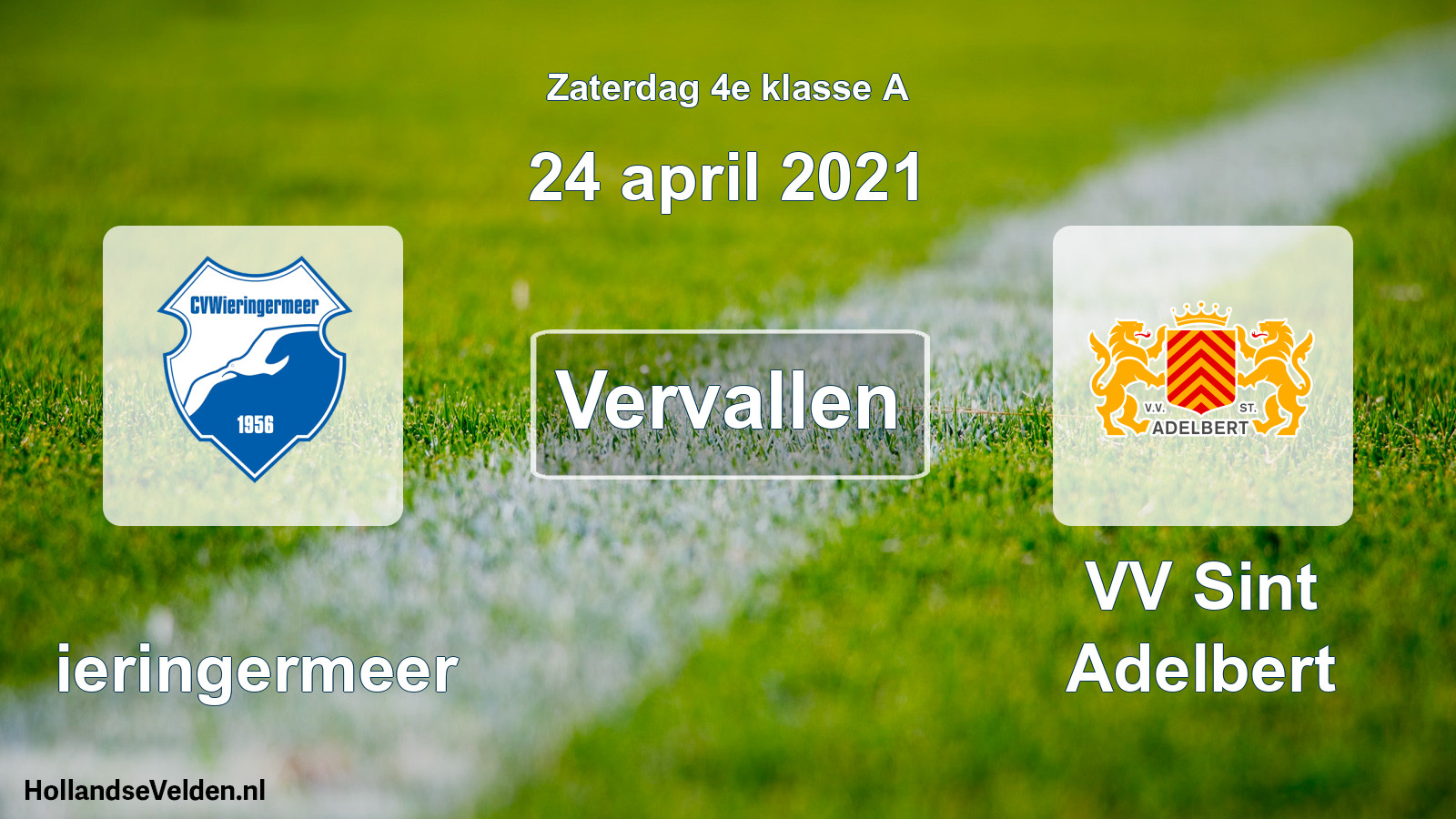 Scheduled Match: Wieringermeer - VV Sint Adelbert (24 April 2021)