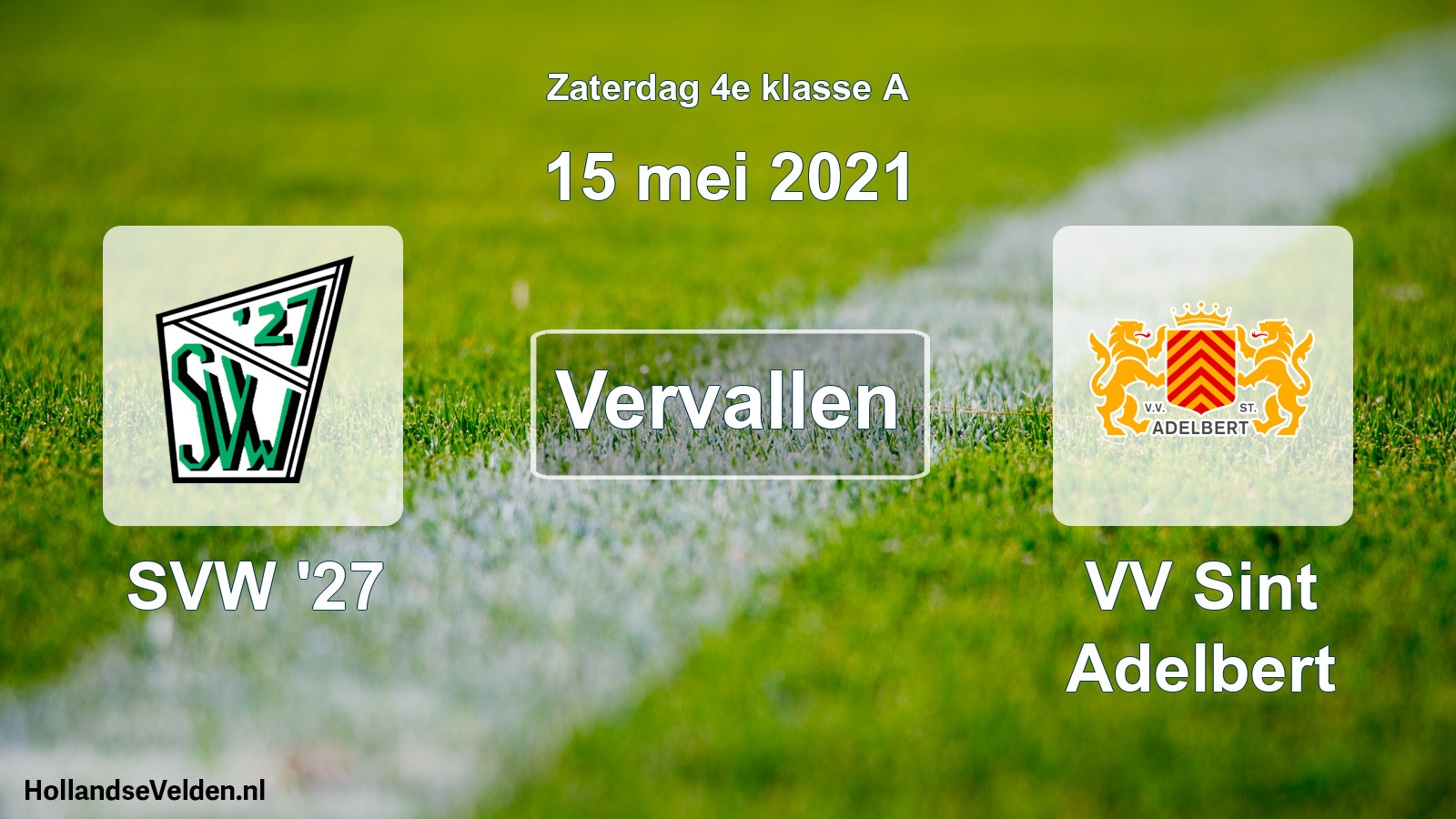 Scheduled Match: SVW '27 - VV Sint Adelbert (15 May 2021)