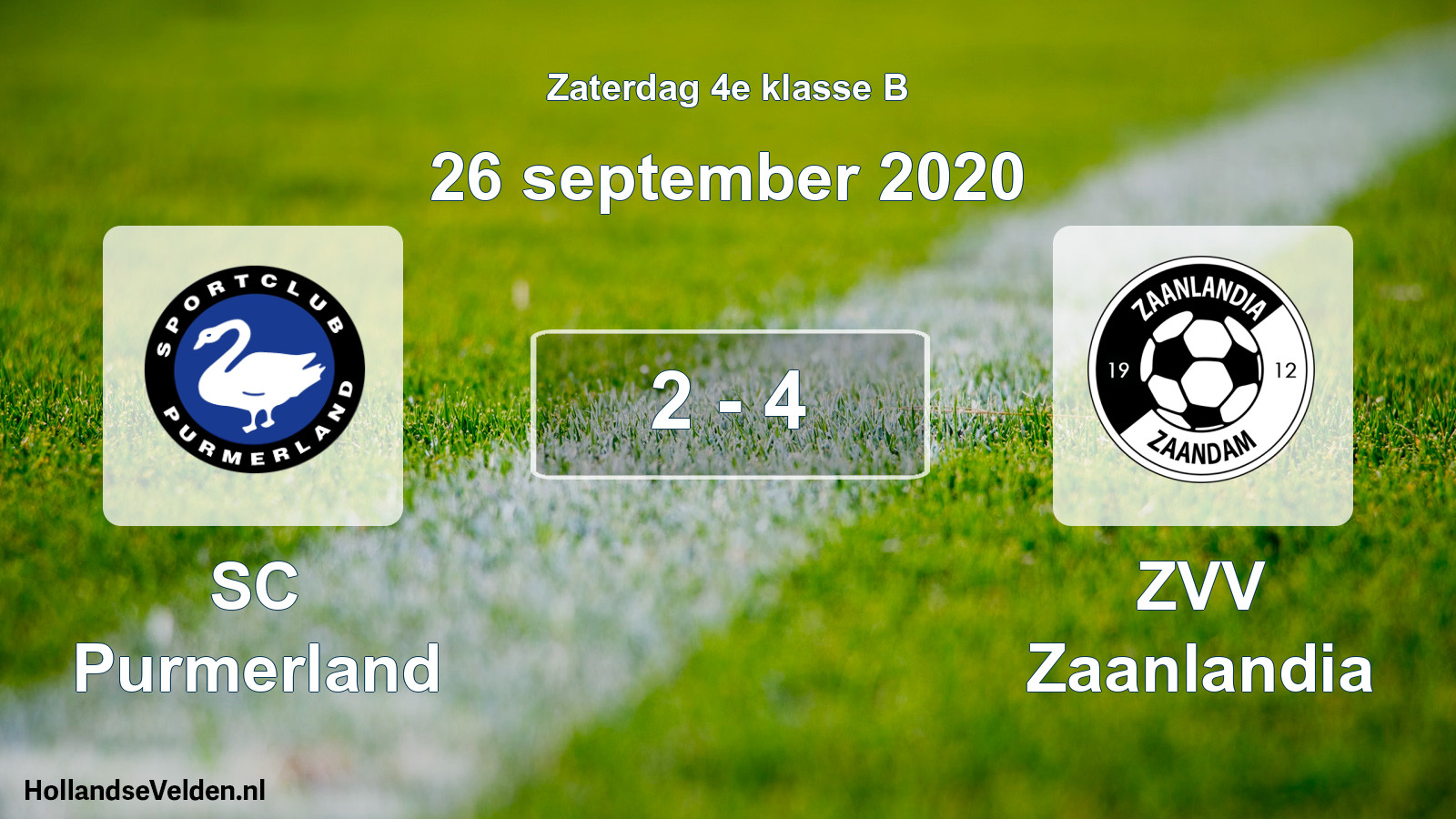 Total number of matches played: SC Purmerland - ZVV Zaanlandia 2 - 4 (26 September 2020)