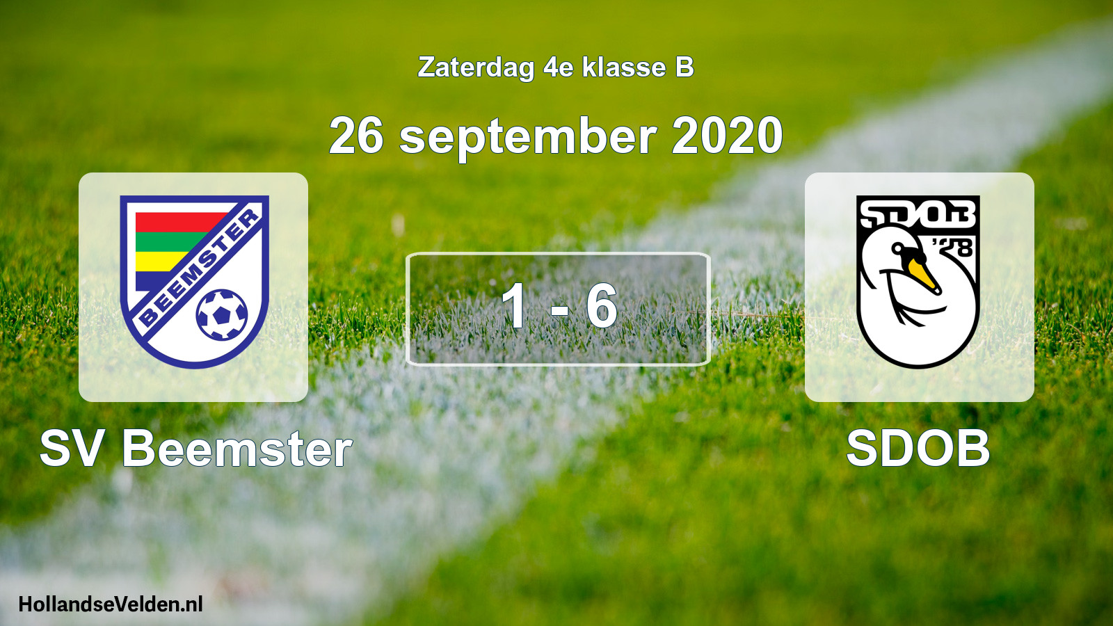Total number of matches played: SV Beemster - SDOB 1 - 6 (26 September 2020)