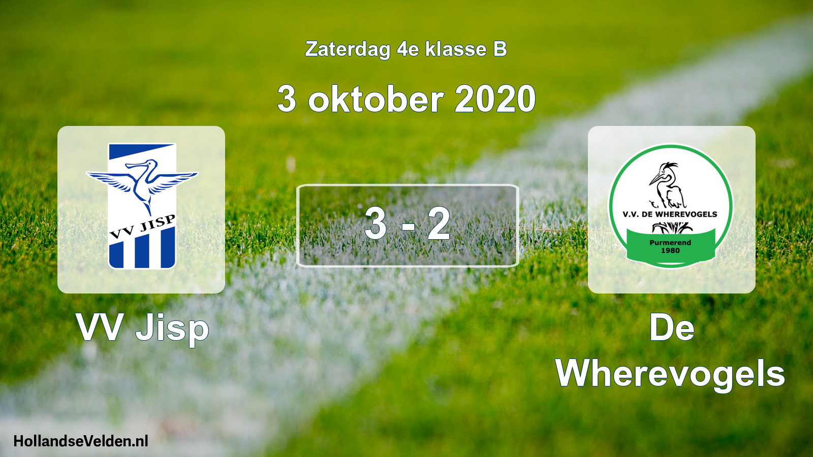 Total number of matches played: VV Jisp - De Wherevogels 3 - 2 (3 October 2020)