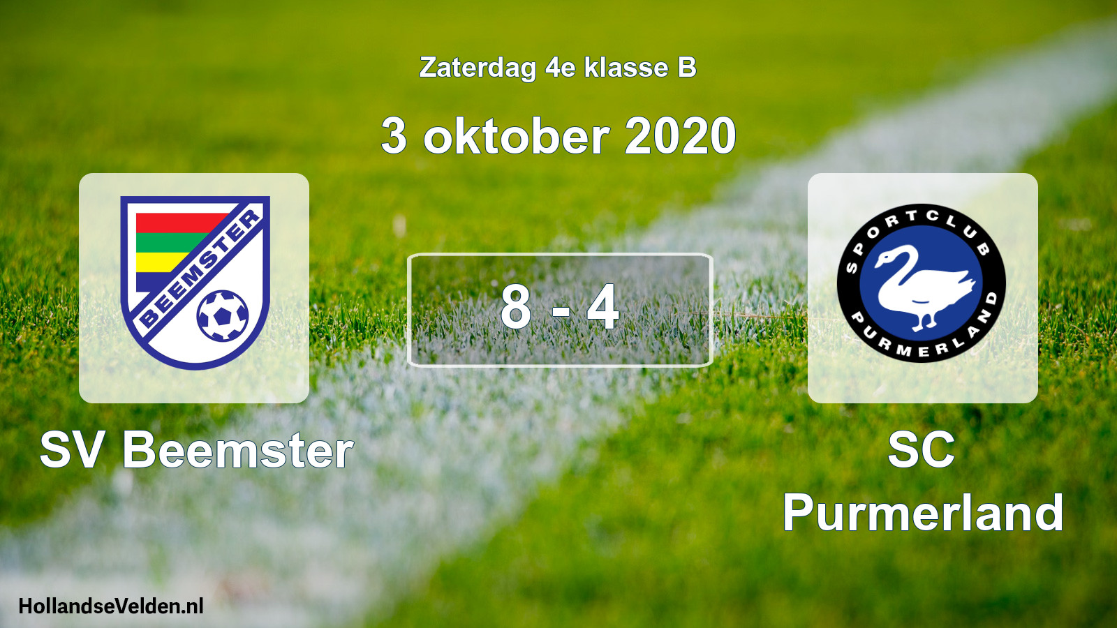 Total number of matches played: SV Beemster - SC Purmerland 8 - 4 (3 October 2020)