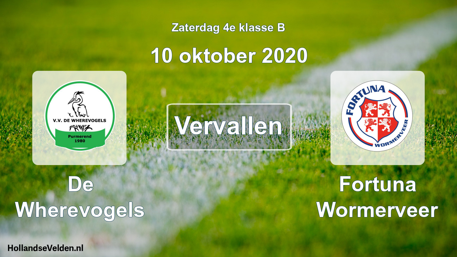 Scheduled Match: De Wherevogels - Fortuna Wormerveer (10 October 2020)