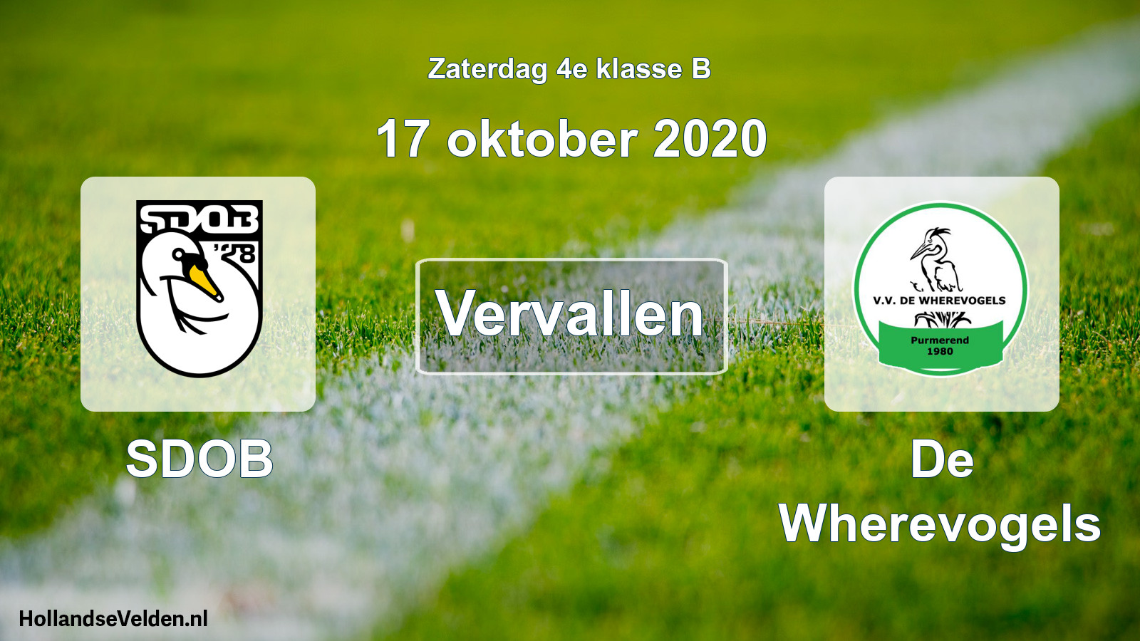 Scheduled Match: SDOB - De Wherevogels (17 October 2020)