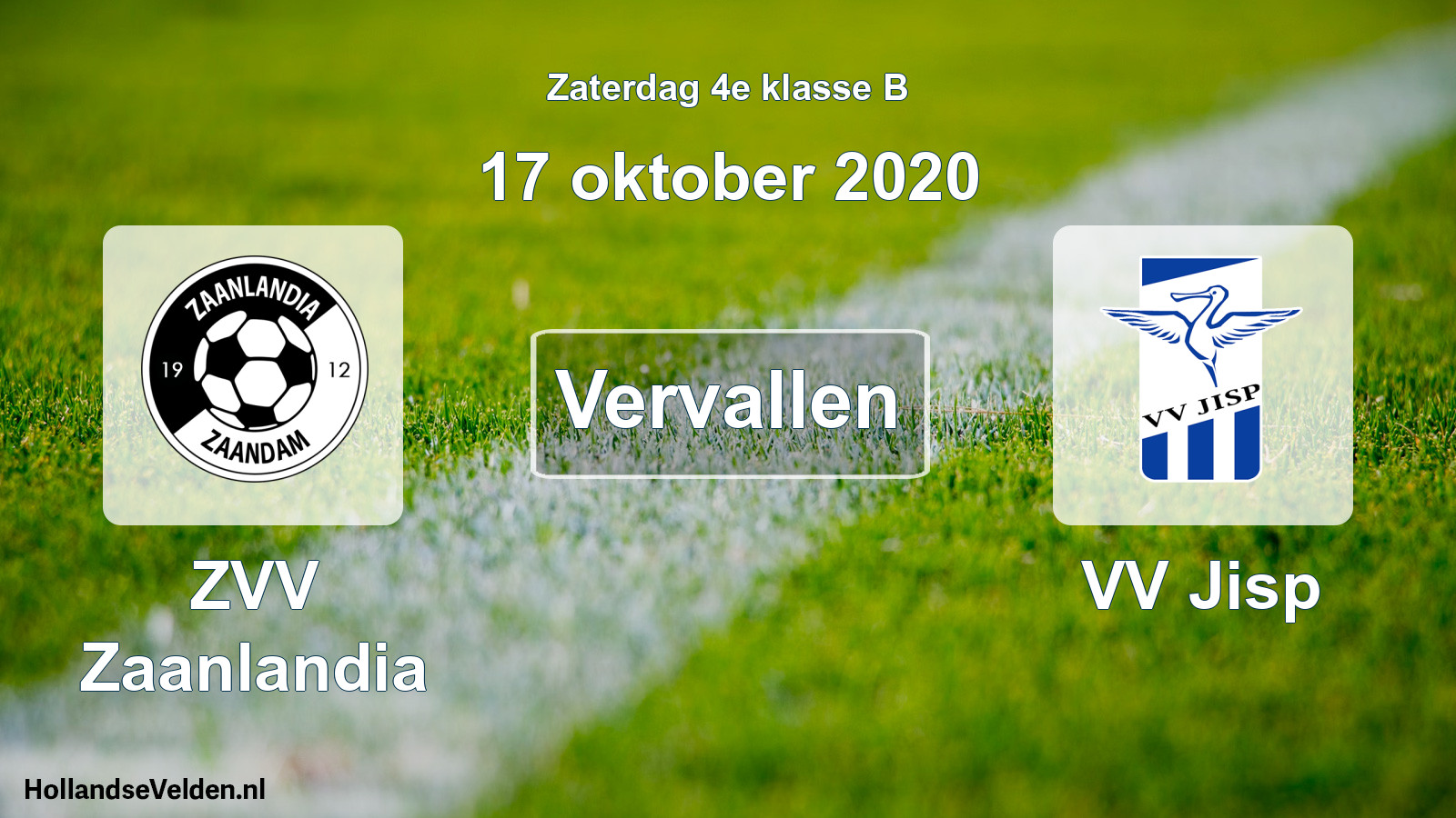 Scheduled Match: ZVV Zaanlandia - VV Jisp (17 October 2020)